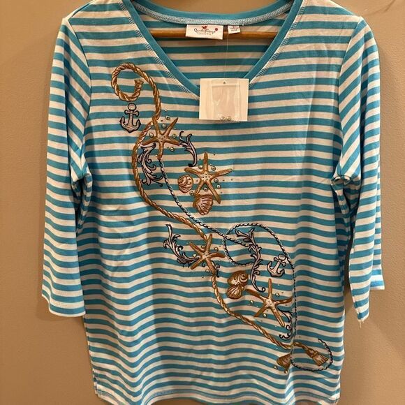 Quacker Factory Sweaters - NWT Quacker Factory Nauticall seashell top size small